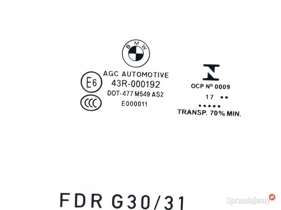 SZYBA DRZWI PRAWY PRZÓD 17 R SEDAN 4D G30G31 Bmw