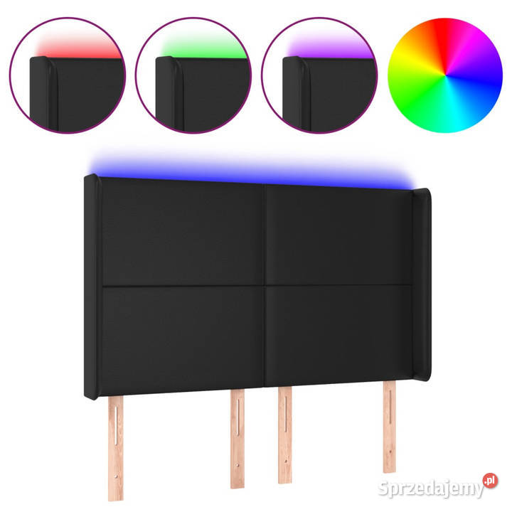 Zagłówek do łóżka z LED czarny 147x16x118128 Warszawa