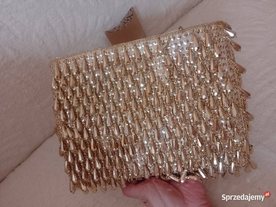 ASOS Złota bogato zdobiona torebka do ręki żółty/złoty Kraków sprzedam