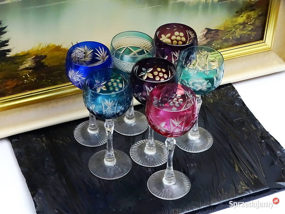 Kieliszki kryształowe kolorowe zestaw 7 sztuk Biłgoraj