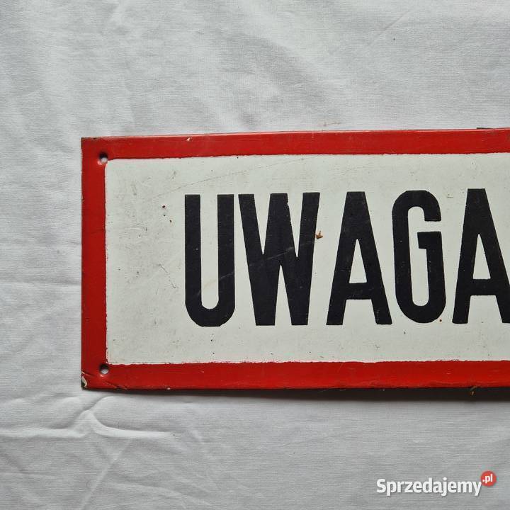 Emalia UWAGA SAMOCHÓD Tablica PRL UNIKAT DUŻA Brzesko sprzedam