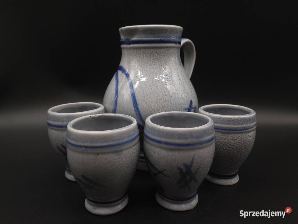 Ceramiczny dzbanek i 4 kubki Raszków