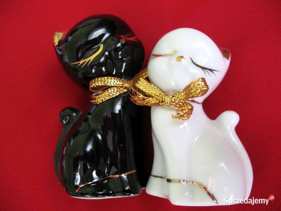 Kot kotek czarny z kokardą porcelana 7 x 35 x 3 czarny Siedlce