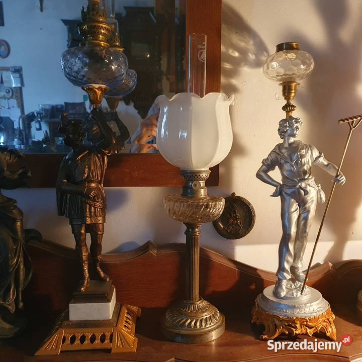 Stara mosiężna podstawa ze zbiornikiem do lampy Wrocław