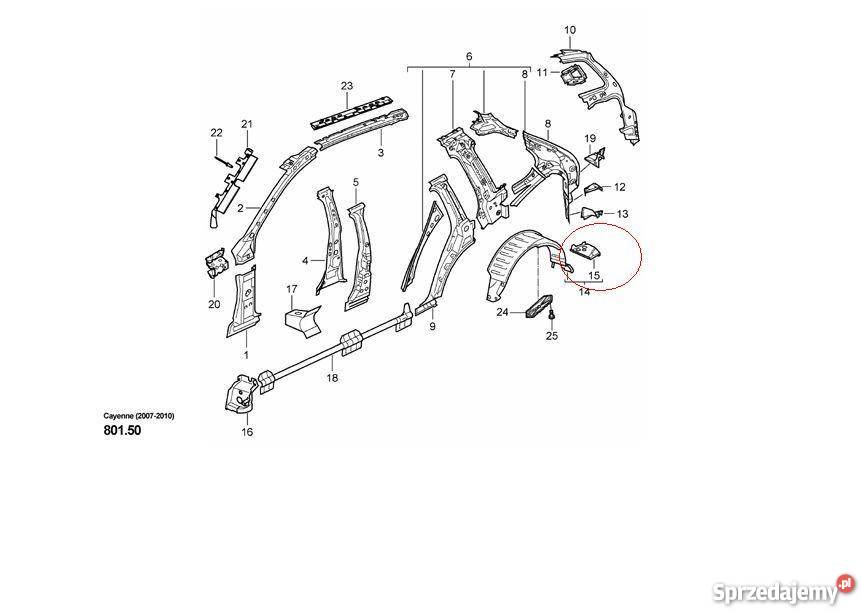 PORSCHE 955 Cayenne płyta końcowa prawy tył Pilzno
