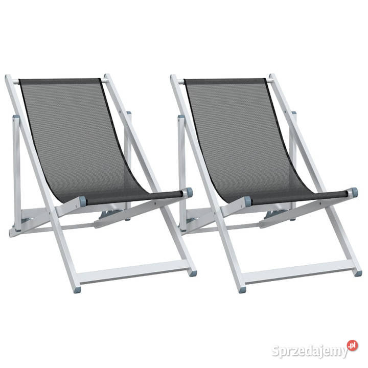 Składane krzesła plażowe 2 szare aluminium i Warszawa