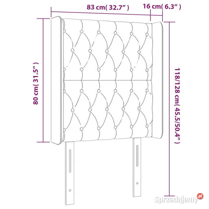 Zagłówek do łóżka z LED ciemnoszary 83x16x118128 Warszawa