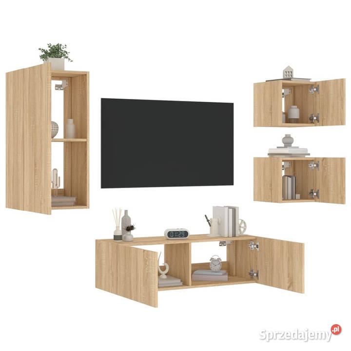 4cz zestaw ściennych mebli TV z oświetleniem LED Szafki Warszawa sprzedam