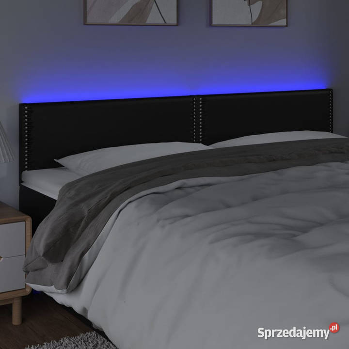 Zagłówek do łóżka z LED czarny 180x5x7888 Ramy i stelaże Warszawa