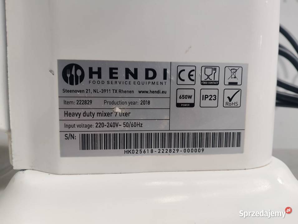 Mikser planetarny Hendi 222829 7 L 650 W bez Wrocław