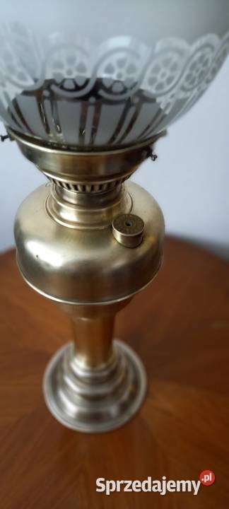Kolumnowa lampa naftowa z mosiądzu sprawna łódzkie Skierniewice