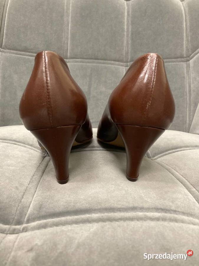 Nowe skórzane włoskie buty szpilki Silvestri skóra Nisko