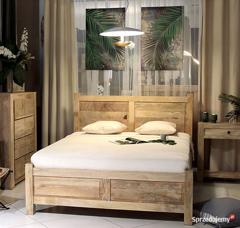 Drewniane kolonialne łóżko sypialniane 160x200 cm