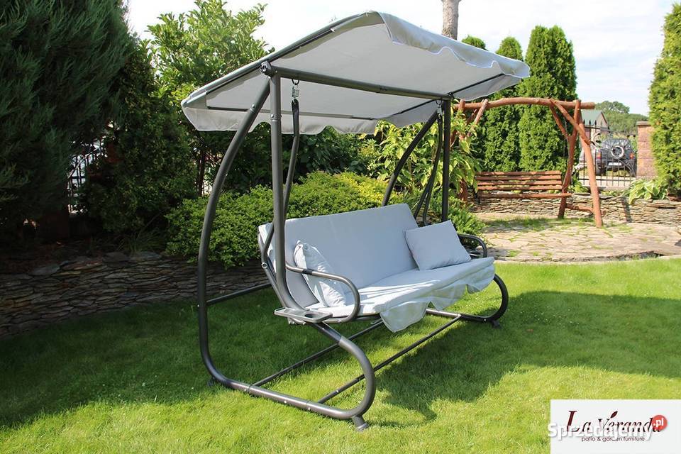 HUŚTAWKA ogrodowa Z MOSKITIERĄ rozkładana szara Cieśle