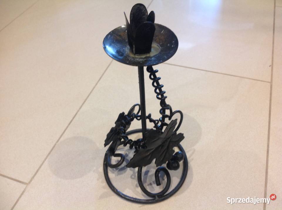 Czarny Świecznik Metalowy Metaloplastyka czarny lubuskie Nowa Sól sprzedam