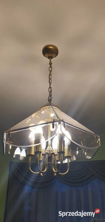 Żyrandol lampa sufitowa z dymionego szkła