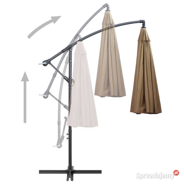 Wiszący parasol ogrodowy taupe 3 m słupek Warszawa