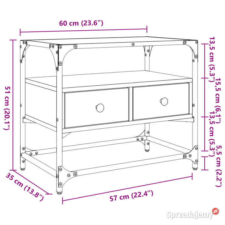 Szafka pod TV ze szklanym blatem czarna 60x35x51 sprzedam