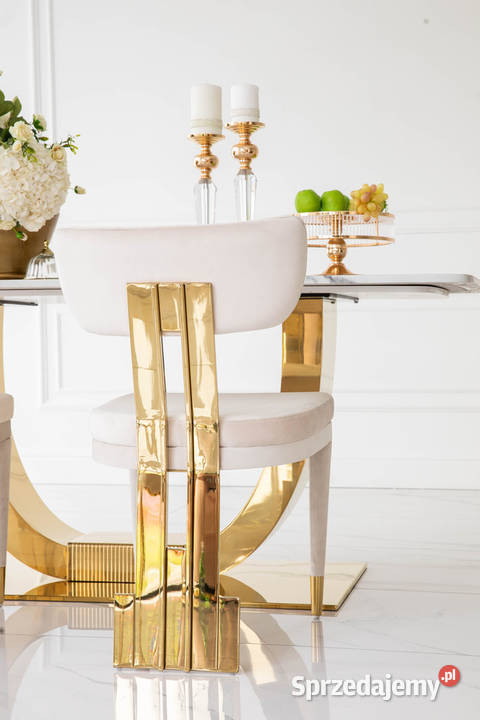 Krzesło Designerskie EMPIRE Beżowe Welurowe Warszawa