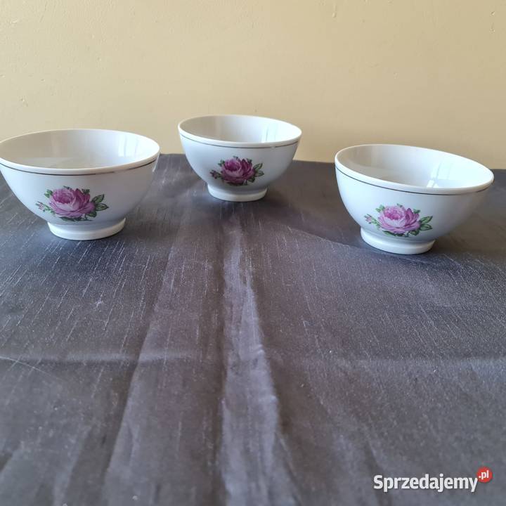 3 miseczki z porcelany PRL Warszawa