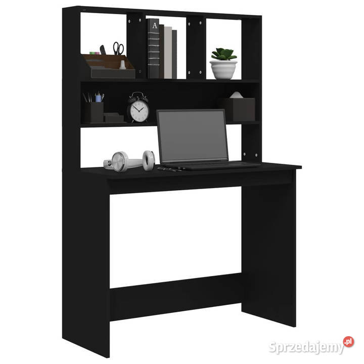 Biurko z półkami czarne 102x45x148 materiał