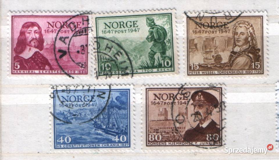 Zn Norwegia Mi 323 5833 kas 1947 Antyki, Sztuka, Kolekcje śląskie Gliwice