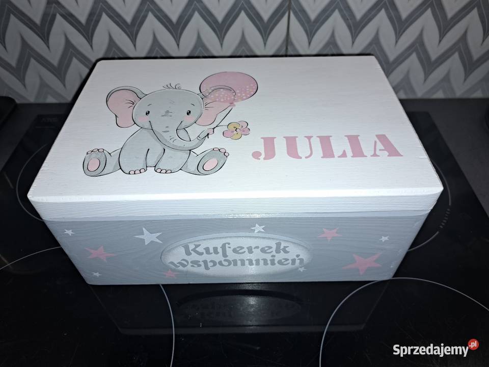 Kuferek wspomnień słonik dziewczynka z metryczka Kędzierzyn-Koźle