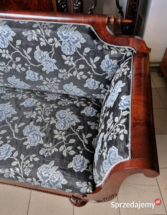 Piękna sofa empirowa z końca XIX wieku motyw Szczecin