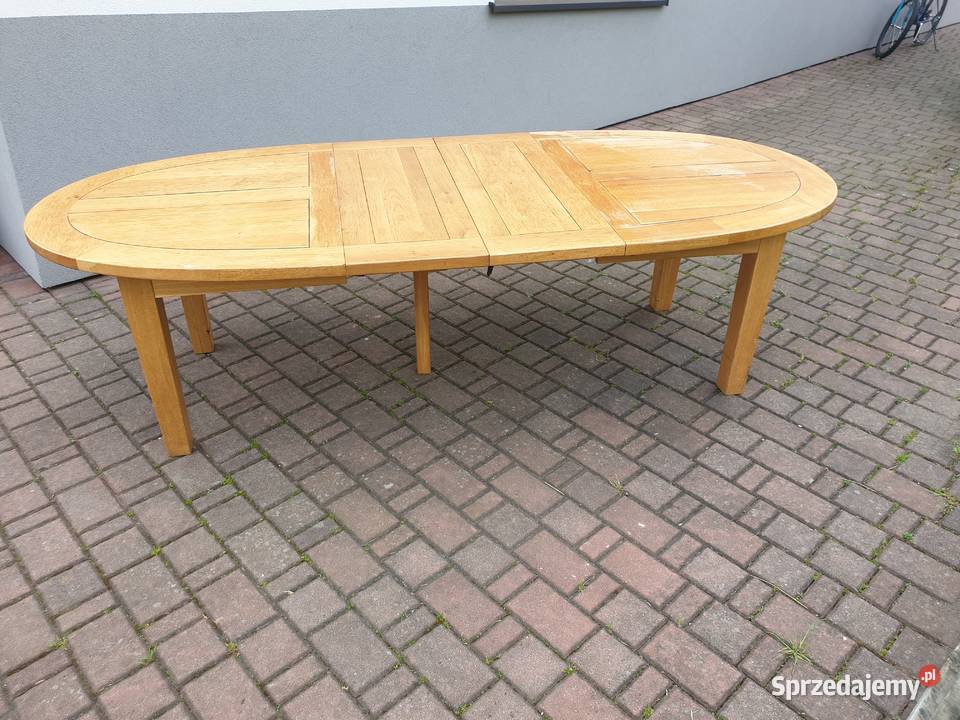 Duży stary Owalny stół rozkładany lite drewno 115cm