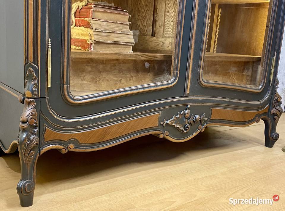 BIBLIOTEKA 2drzwiowa witryna antracyt Louis XV Kredensy i witryny Warszawa