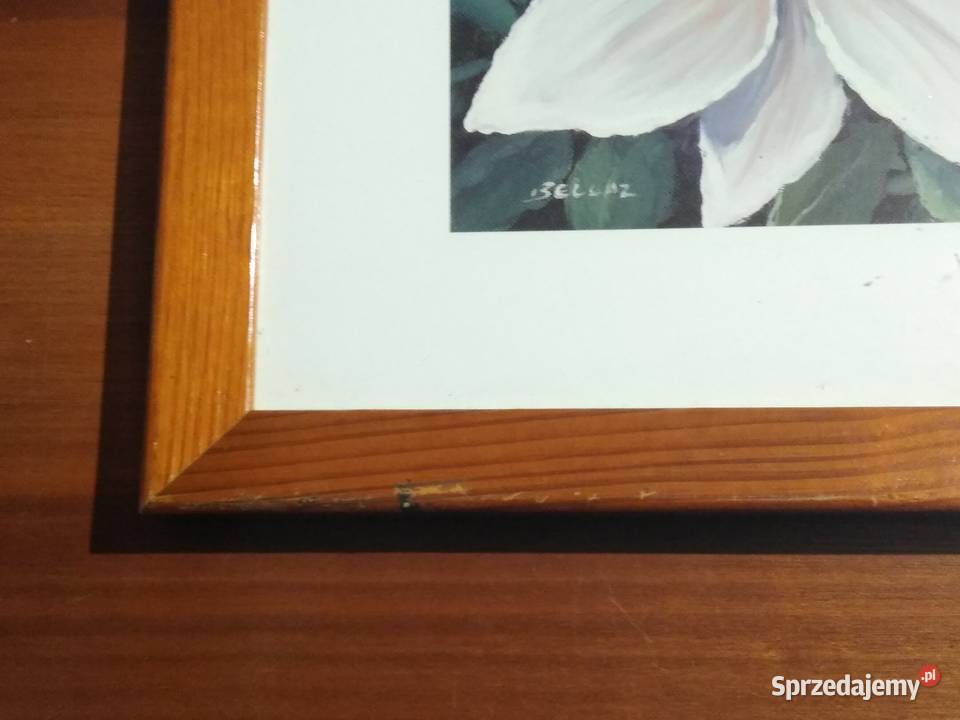Stary obraz w ramce obrazek z czasów PRL Kwiaty Dąbrowa Górnicza sprzedam