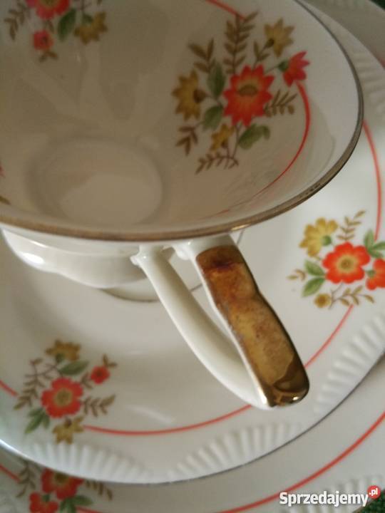 Trio śniadaniowe sygnowana porcelana Kahla Gorlice