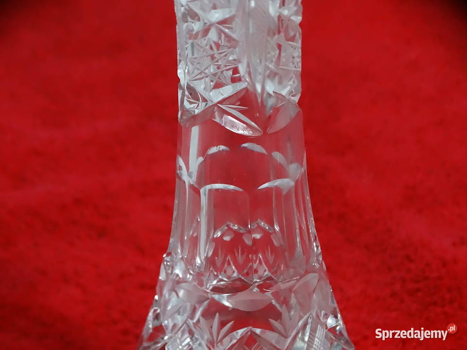 Elegancki Wazon Kryształowy Szlif Ręczny PRL Biłgoraj