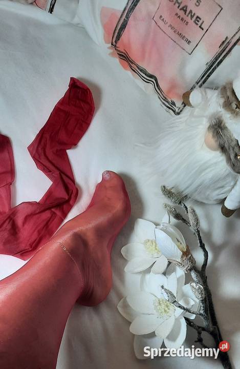 pończochy czerwone bordowe olejowe błysk do Pozostałe Warszawa