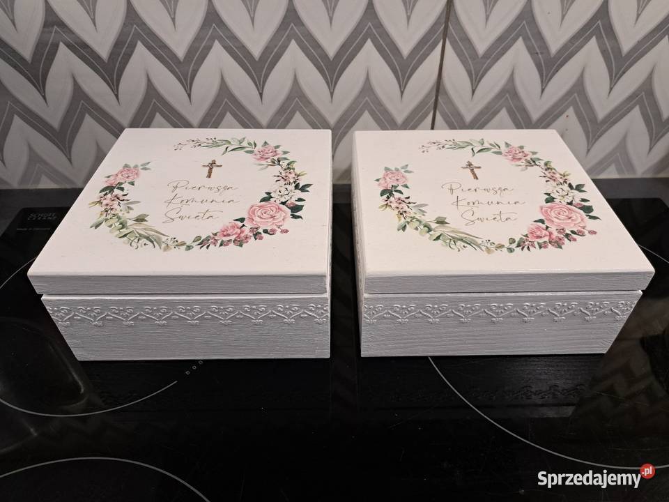 Szkatułka komunijna róże rustykalne z życzeniami Kędzierzyn-Koźle