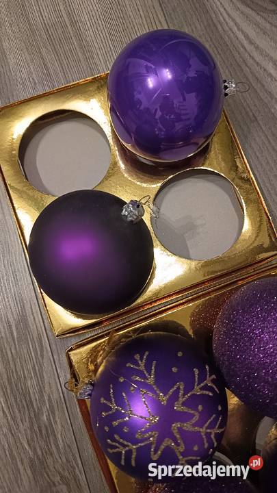 Zestaw duże fioletowe bombki łańcuch 6 bombek 2
