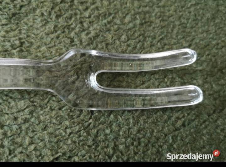 Dwa duże szklane widelce do sałaty 215 PRL Katowice sprzedam