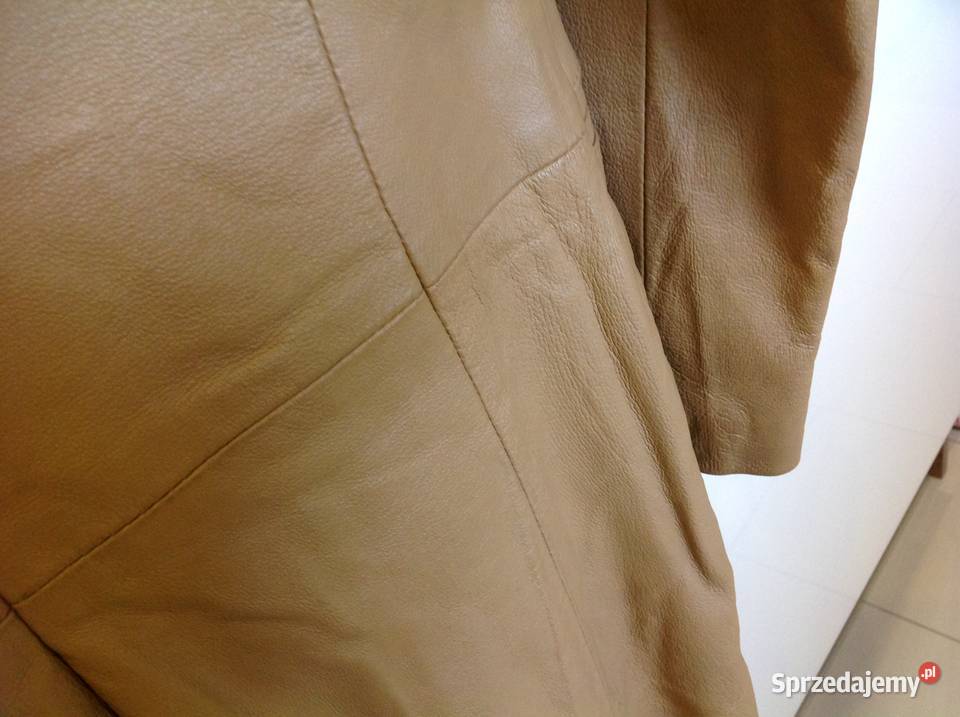 Płaszcz Skórzany Damski S Musztardowy skóra Nowa Sól
