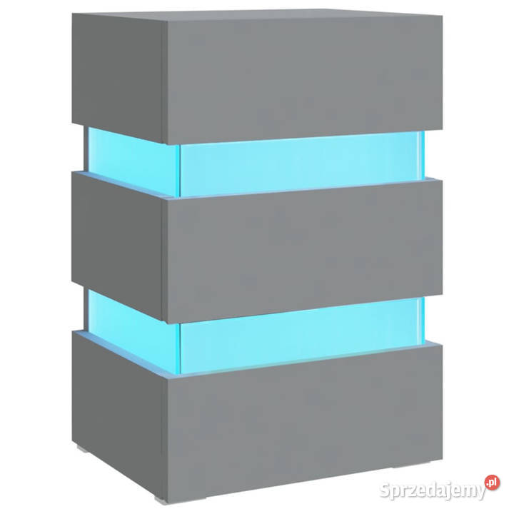 Szafka nocna z LED szara 45x35x67 materiał
