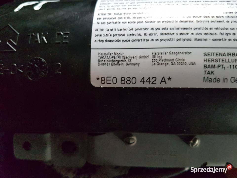 AUDI A4 B7 PODUSZKA POWIETRZNA FOTELA KANAPY Turek