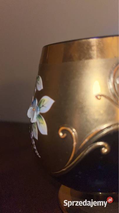 Kieliszek Bohemia Kobaltowe szkło Ręcznie Porcelana i szkło Gdańsk