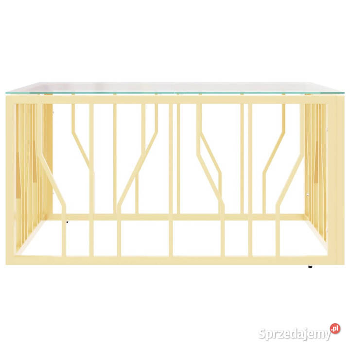 Stolik kawowy złoty 80x80x40 stal nierdzewna i