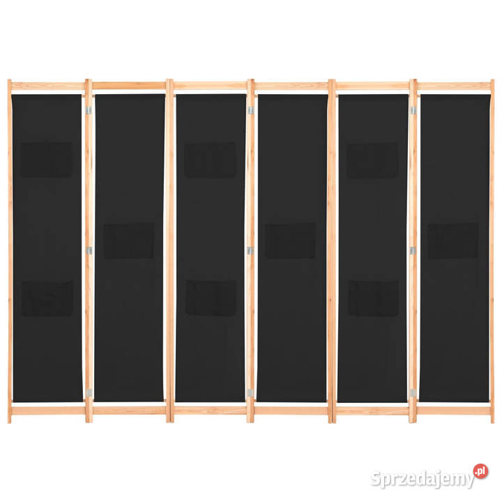 Parawan 6panelowy czarny 240 x 170 x 4 tkanina