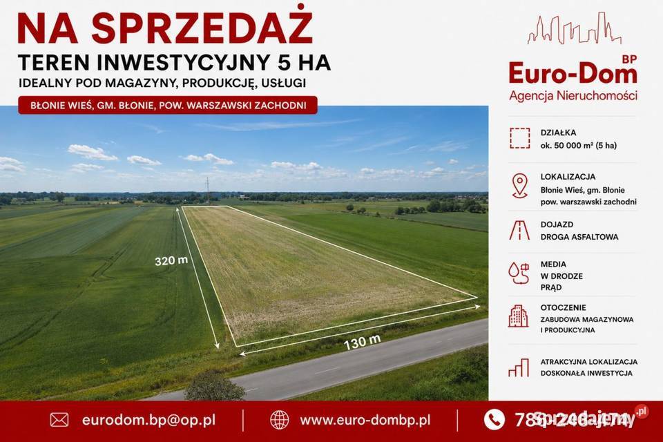 Pod magazyny 5ha Błonie kWarszawy Błonie-Wieś