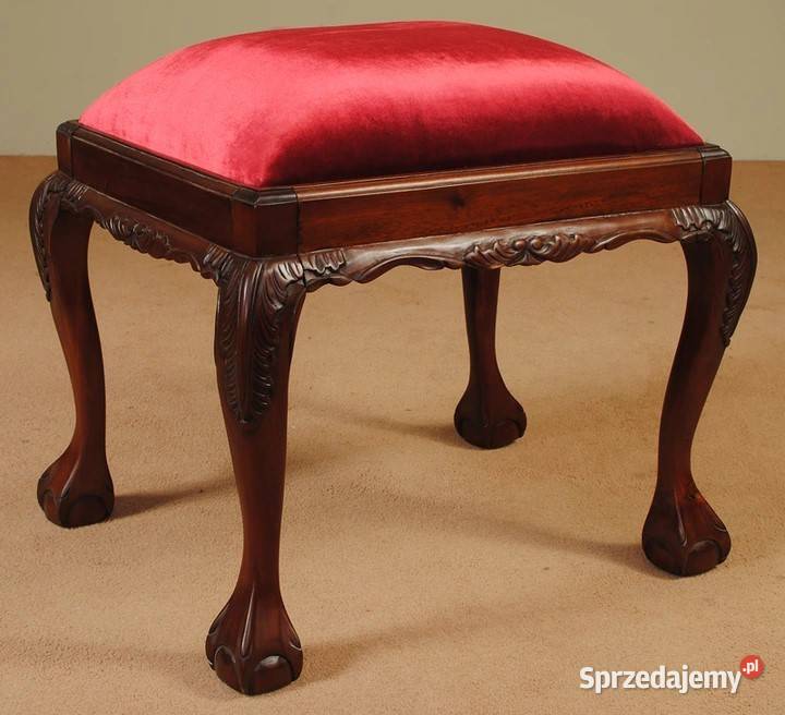 Nowy stylowy Taboret rzeźbiony Pufa Chippendale Września