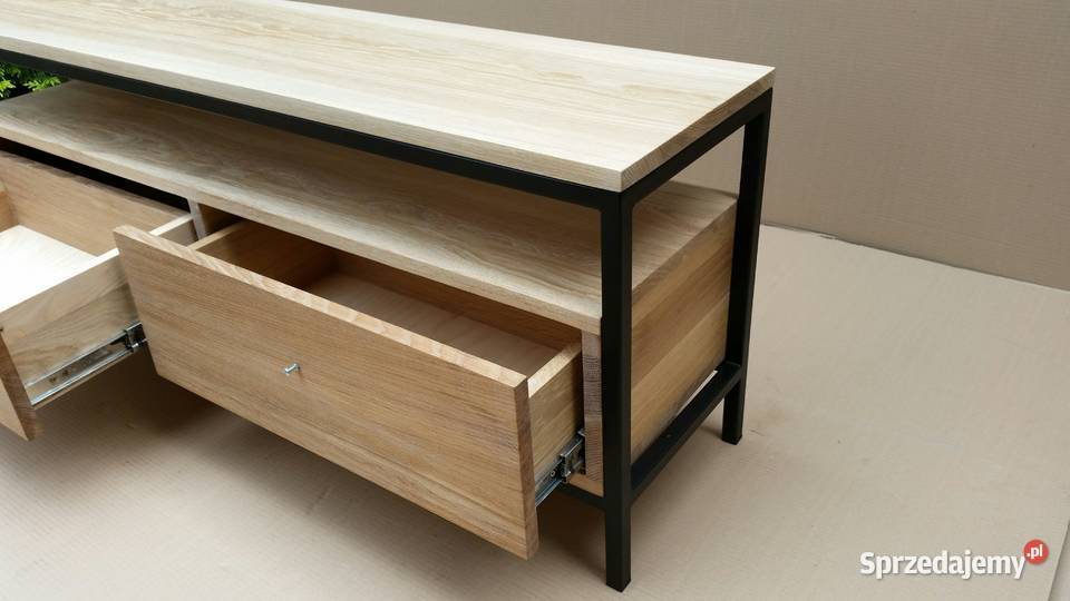 Regał szafka rtv dębowa szuflady loft Meble Radomsko