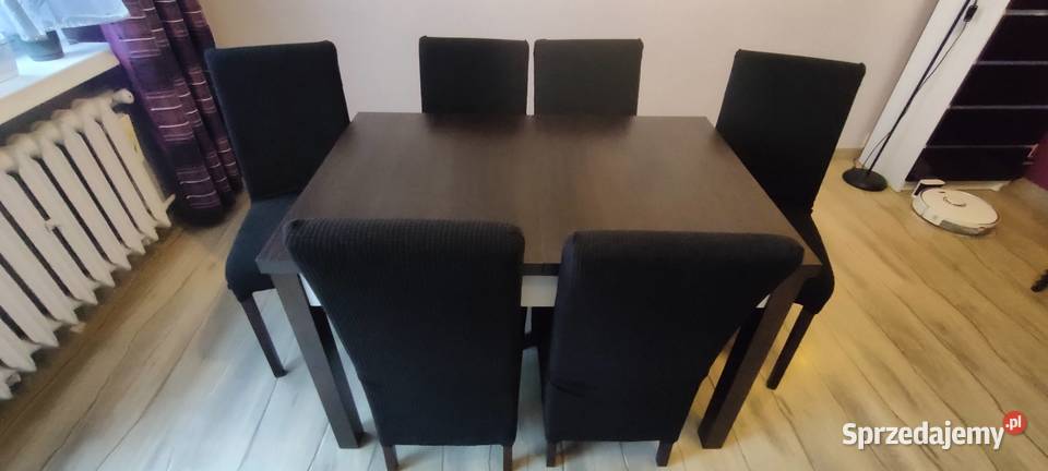 Stół rozkładany 120160x80 6 krzeseł solidny i Bełdów