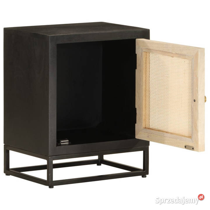Szafka nocna czarna 40x30x50 lite drewno mango i