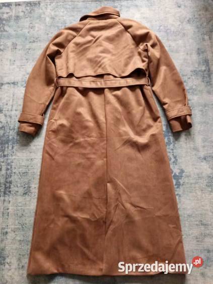 Damski płaszcz trencz zamszopodobny kolor brąz Iława