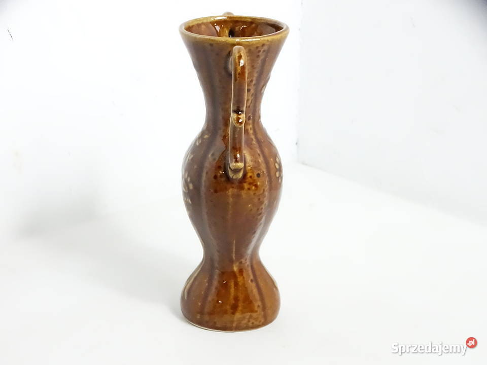 Piękny Vintage Wazonu Ceramiczny w Brązowej
